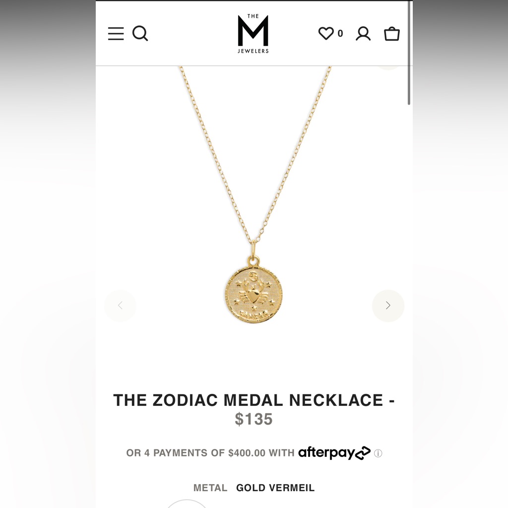 The M Jewelers Gold Vermeil Cancer Zodiac Necklace